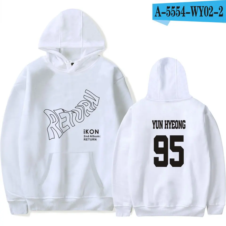 Harajuku зимние женские K-POP IKON альбом толстовки кофты мужские корейские Популярные идол толстовки Толстовка популярная одежда - Цвет: White