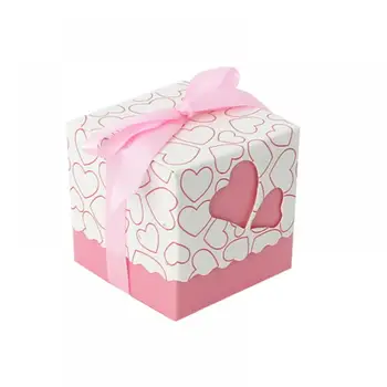 

50pcs/lot Love Heart Candy Box Laser Cut Paper Gift Box for Lovers Party Wedding Decoration with Ribbon Chocolate/ Favor Boxes
