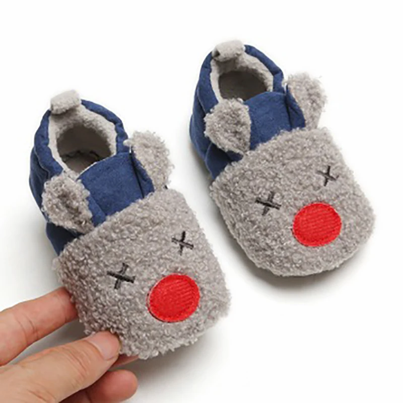Toddler Baby Crawling Shoes Winter Autumn Boy Girl Lamb Slippers Cartoon Animals Anti Slip Keep Warm Baby Slippers