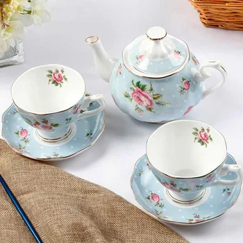 

Europe Ceramic Bone China Coffee Set Cup and Saucer Painted Cuckoo Bird Flower Spoon Kit Hand Pattern Black Tea Mug B90
