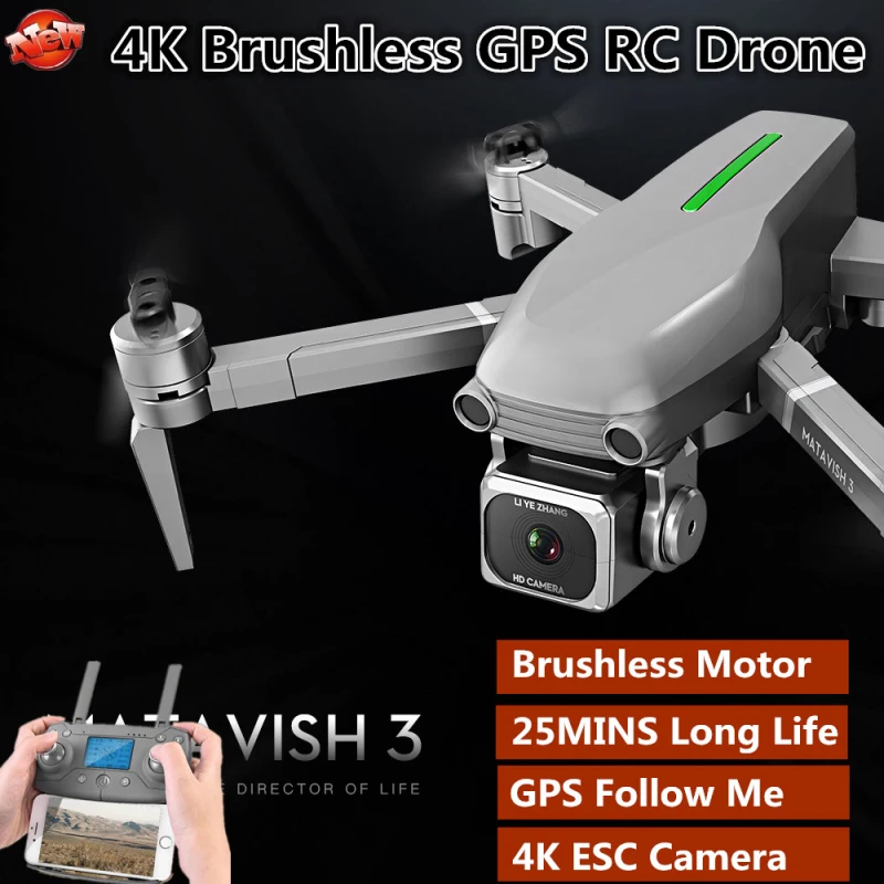 

Profissional 4K Brushless 5G GPS Follow Me WiFi FPV Racing RC Drone 25MINS 1000M Optical Flow RC Selfie Quadrocopter VS B4W