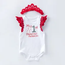 Новинка; комплекты бейсбольной одежды для малышей; модные боди для маленьких девочек и повязка на голову; Детские вечерние костюмы для новорожденных; Vestido Roupas