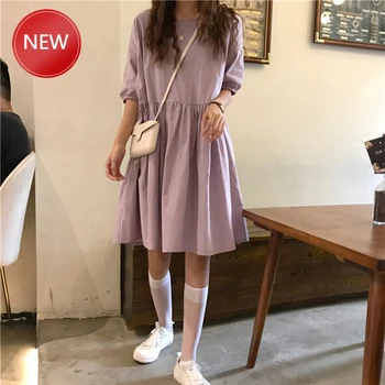 

Women Korean Fashion Casual Black Dress Backless Hollow Out Ladies Dresses Summer Young Loose Solid Color Kawaii Dress Elegant