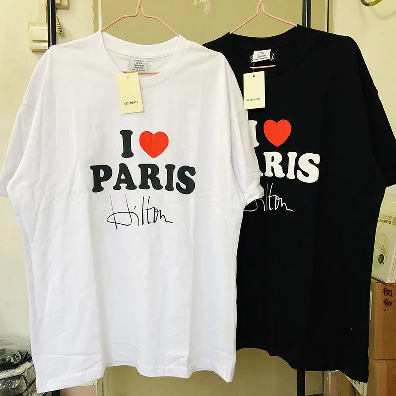 Футболка с надписью i Love Paris для мужчин и женщин свободная уличная одежда в стиле