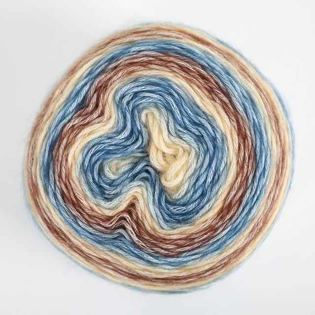 1pc Gradient Cake Line Rainbow Autumn Winter Sweater Scarf Hat Hand Knitting DIY Hook Bar Needle Medium Fine Wool Yarn 100g/Ball 1162