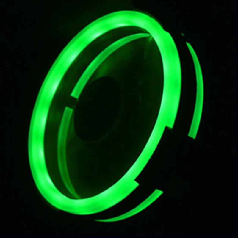 Светодиодный вентилятор для компьютера, двухсторонний вентилятор для компьютера, светодиодный светильник Аврора, вентилятор для шасси, красный, синий, зеленый, белый, вентиляторы для охлаждения, 1 шт - Цвет лезвия: Зеленый