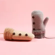 Зимние теплые перчатки, варежки для детей, теплые повязки на шею, плюшевые толстые одноцветные перчатки, детские перчатки