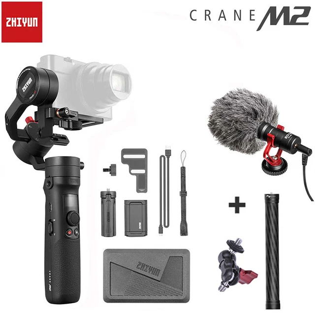 ZHIYUN официальный кран M2 Gimbals для смартфонов беззеркальные экшн-компактные камеры Новое поступление 500 г Ручной Стабилизатор - Цвет: add pole Mic bean
