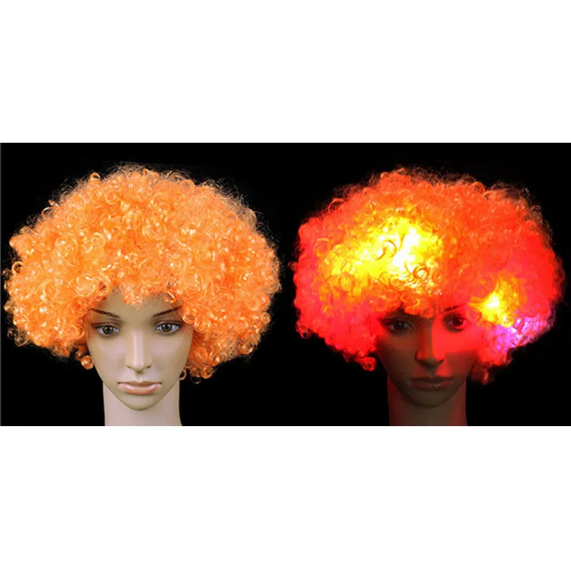 Потрясающая Взрывная головка светодиода, мигающие вьющиеся волосы, парик для фанатов, вечерние шапки, светящиеся, на день рождения, на Рождество, на год, парик - Цвет: 1pcs orange  wig