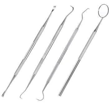 

4pcs Stainless Steel Dental Tools Kit Teeth Tartar Scraper Mouth Mirror Dentists Pick Tool Teeth Scaler for teeth whitening kit