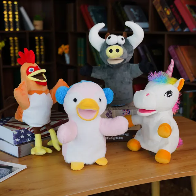30cm Lovely Cute Unicorn Cock Bull Penguin Plush Hand Puppet  Doll  Toy Stuffed Animal Soft Gift for Children Kids  Adults 6