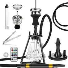 Кальян алюминиевый кальян набор 45 см светодиодный светильник 45 отверстий диффузор стекло каминная головка силиконовая трубка для кальяна полный комплект