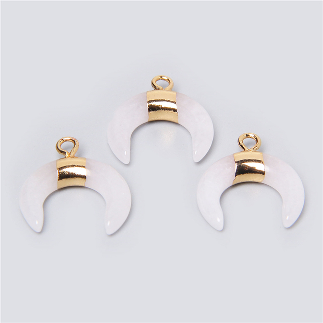 Unique Horn Shape Pendant Natural Stone Lapis Lazuli Aventurine Pink Rose Quartzs Pendants For Necklace Bracelet Handmade