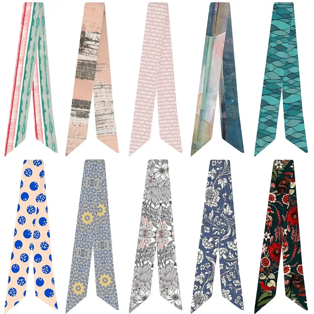 

Minimalist Print Flower Pattern Women's Chiffon Variety Scarf Mutiple-Function Twill Smooth Ribbons Elegant Decor Soft Scarve
