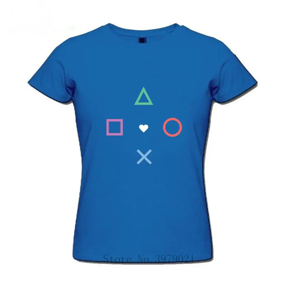 Black T-Shirts Playstation Love Games Rainbow Pattern Game Personalized Tshirts For Women Geometry Video Game Tops image 2