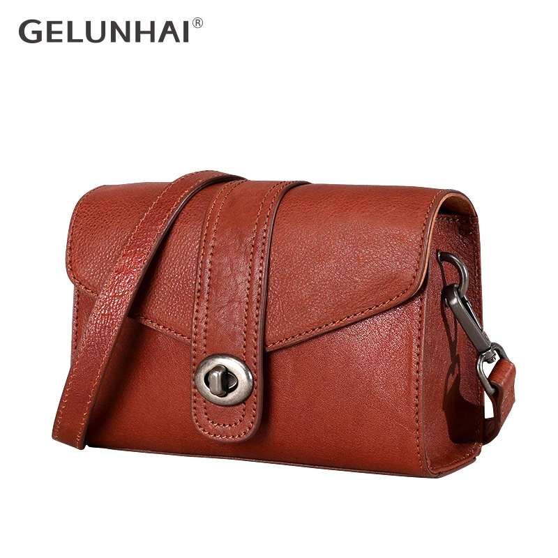 

Original design Vintage Genuine Leather handmade bag women Crossbody Bags Cowhide single Shoulder Messenger Bag small square bag
