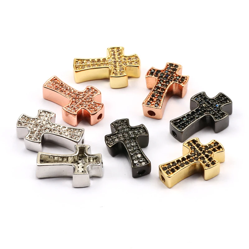 

2 шт./лот 9*14 мм Крест CZ разделительные Бусы Micro Pave Колонка циркония DIY, иных металлических Медь Spacer Бусины для мужчин браслеты для изготовления ювелирных изделий
