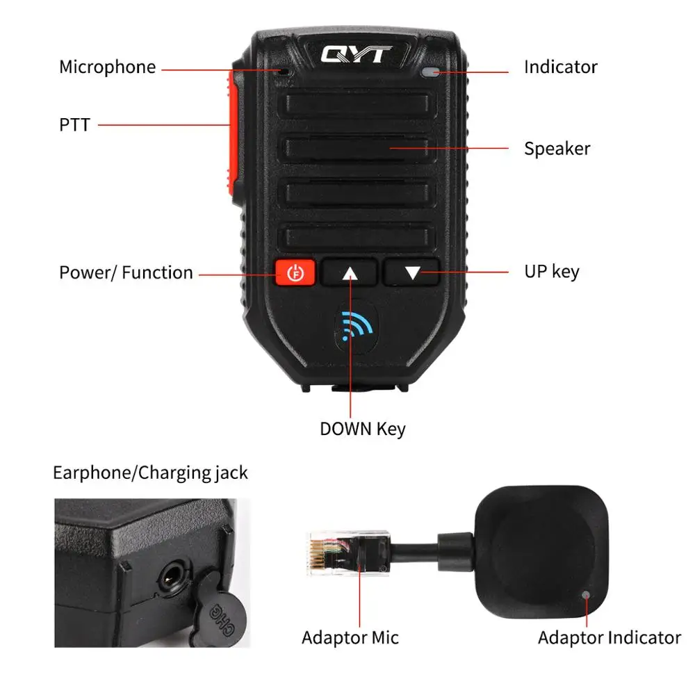 Baofeng BT-89 Portable Bluetooth Wireless Microphone QYT KT Series Mobile Broadcast Speaker 10 Meters Range Walkie Talkie