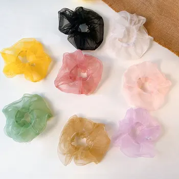 

New 2020 Women Oversize Transparent Organza Hair Scrunchies Hair Rope Ponytail Hair Accessories