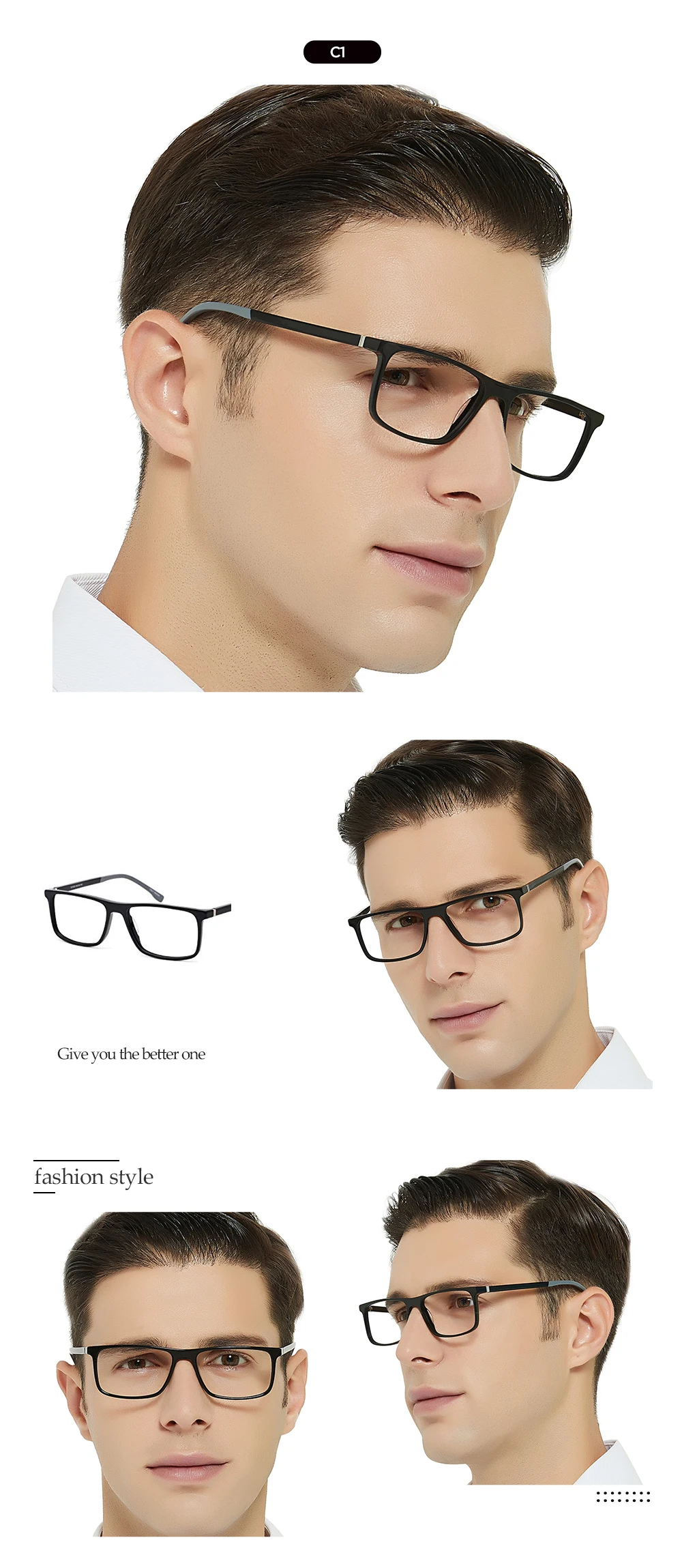 OCCI CHIARI Brillengestell für Herren, modisches, klassisches optisches Brillengestell, klare Gläser, schwarze Brille, Korrektionsbrille, Herrenmodell OC7222 – Detail 12