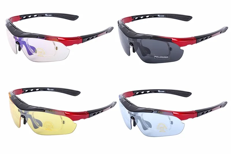 WEST BIKING Cycling Glasses Polarized Bike Bicycle Sunglasses 5 Lens Windproof Anti-fog With Mypia Frame Sport MTB Bike Glasses