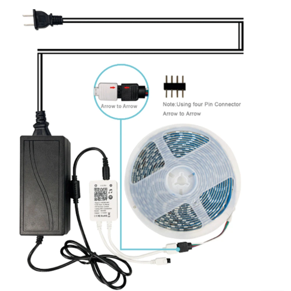 Waterproof RGB LED Light Strip Kit LED Strip Lights Music SMD 5050 Tape Lights Color Changing Rope Lights with Remote