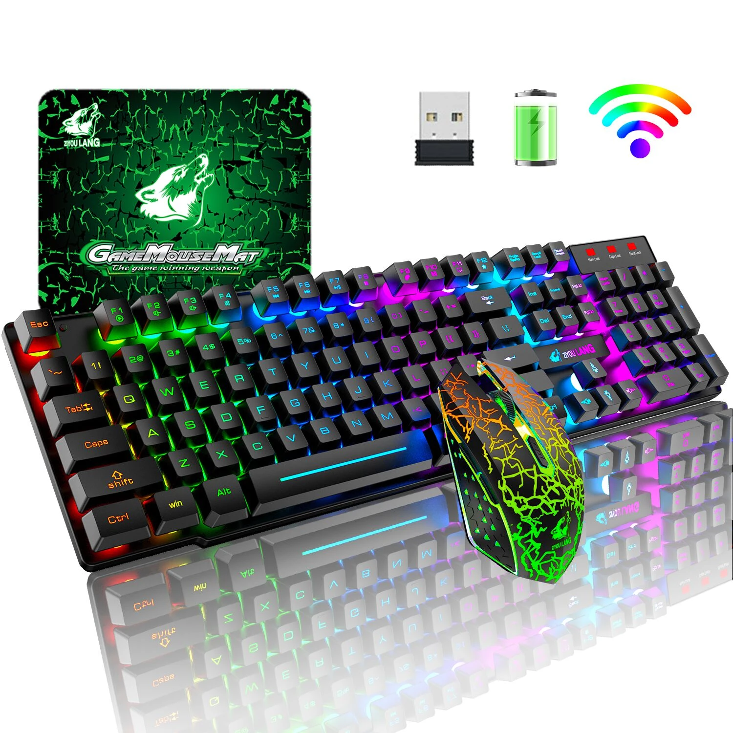 Socialisme Clip vlinder Bruidegom Oplaadbare Draadloze Gaming Toetsenbord Muis Set Draadloze 2.4G Game  Toetsenbord Illuminated Gaming Keyboard Combo Voor Laptop 5.0|Toetsenbord-/muissets|  - AliExpress