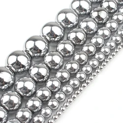 Rhodium Rose Gold Plated Hematite Beads - Premium Natural Stones for DIY Bracelet and Jewelry Making (Rhodium)