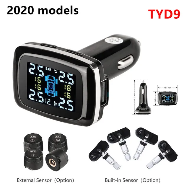 Develuck Smart Car TPMS Upgraded Cigarette Lighter Angle Adjustable Tire Pressure Alarm System with USB motorcycle accessories TY-D9