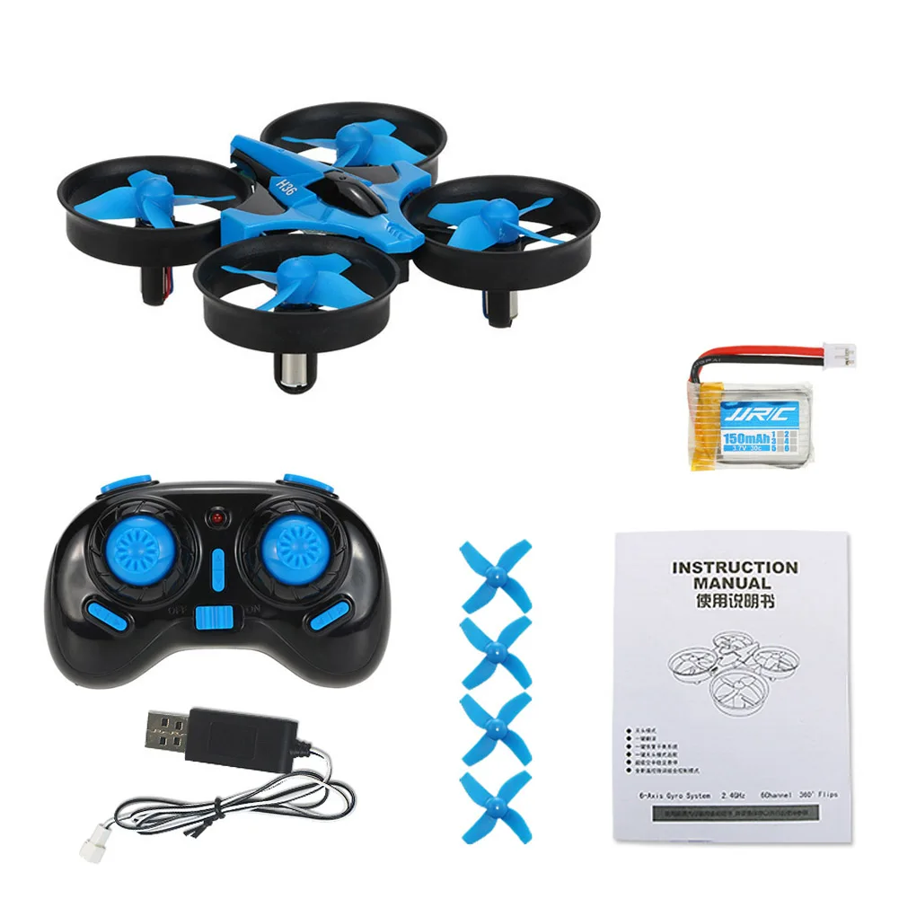 JJRC H36 RC Drone Mini Dron 2.4GHz 4CH 6 Axis Gyro RC Quadcopter with Headless Mode Flying Helicopter YH-17 - Цвет: blue with 1 battery