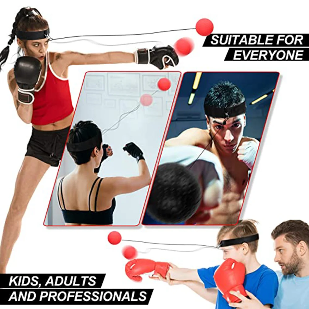 Boxing Reflex Speed Punch Ball Head-mounted PU Rubber Tennis Raising Reaction Hand Eye Training Gym Home Fitness Headband Balls head mounted speed ball boxing speed ball boxing reaction ball