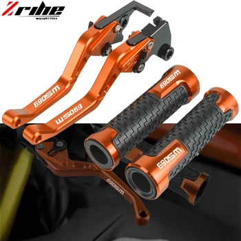 

Motorcycle CNC Aluminum Adjustable Folding Brake Clutch Levers Handlebar Hand Grips for KTM 690SM 690 SM 2007-2008 Accessories
