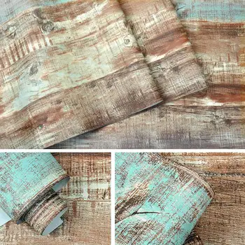 

10m/Roll PVC wall stickers Nature colors Old wood grain background stripes Wall paper 10m*53cm
