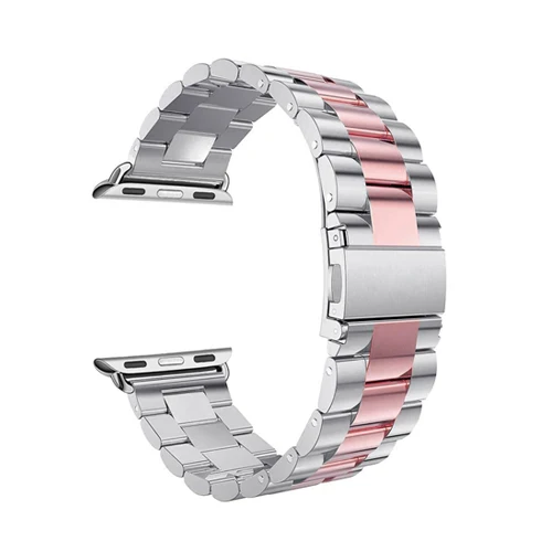 silver pink gold Ремешок из нержавеющей стали для apple watch, ремешок 42 мм, 38 мм, версия apple atch 4 5 44 мм 40 мм наручных часов iwatch серии 5/4/3/2/1 браслет ремешок для часов - Цвет ремешка: silver pink gold