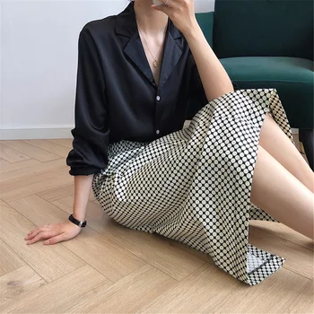 

Women Summer Elegant Polka Dots Skirt 2020 Spring High Waist Mid-Length Skirt French Style Office Ladies High Waist Skirt