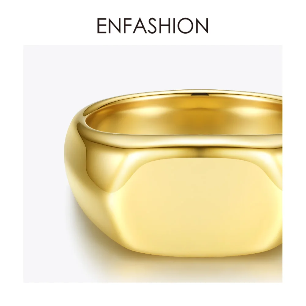 Женское плоское кольцо ENFASHION из нержавеющей стали в стиле панк золотого цвета