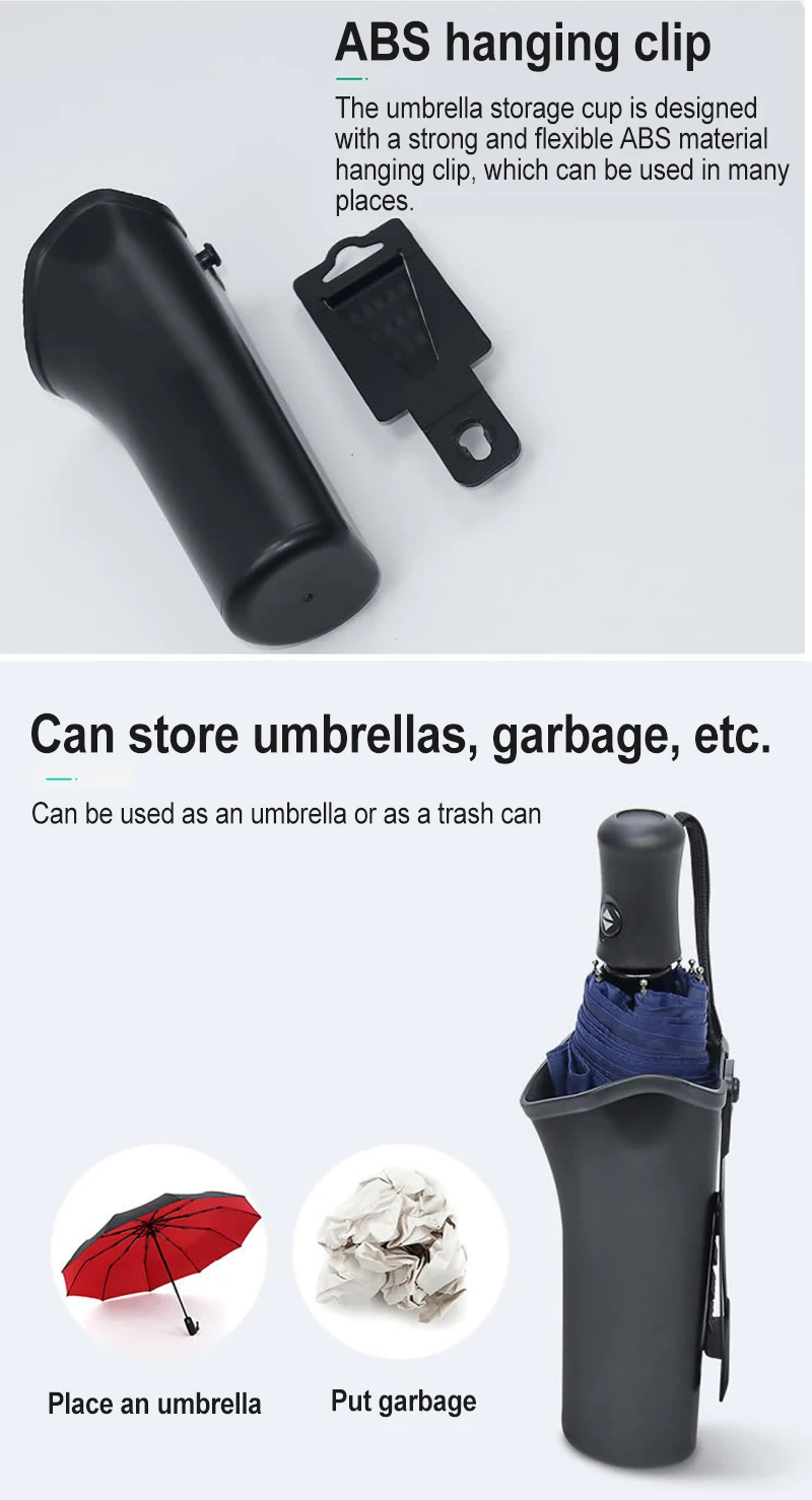 

1pcs Multifunctional Car Umbrella Storage Bucket Black Plastic Convenient Practical Holder Barrel With Hook For Gathering Bottle