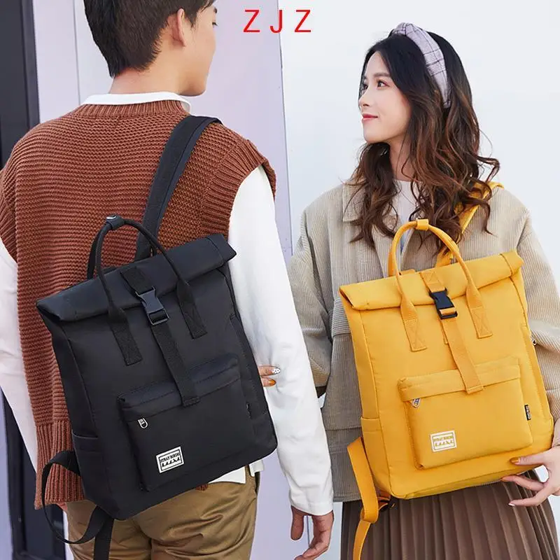 

2019 Literature Trend Backpack Informal Canvas Backpacks Young Fashion Backpack Large Capacity Flat Backpack, Student Bag