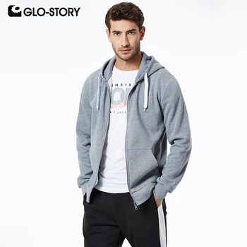 

GLO-STORY Casual Men Hoodies Solid Letter Zipper Men's Sweatshirt with Hooded Male Tops Fashion 2020 Spring New MPU-8320