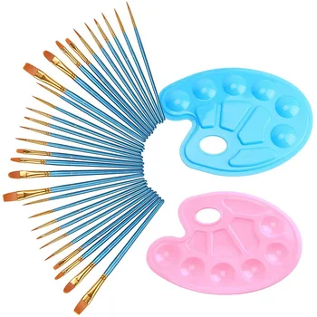 

32Pcs Art Paintbrush Sets, Oil Watercolor Painting Kits with Paint Tray Palette, for Face Nail Art, Miniature Detailing