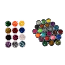 2 набора Блестки для украшения ногтей: 1 набор 12 цветов гель для нейл-арта блестки шесть углов и 1 Набор 24 цвета яркие акриловые блестки