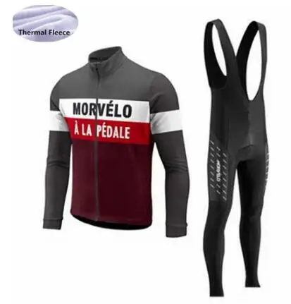 

MORVELO 2019 Winter thermal fleece Set Cycling Clothes men's Jersey suit Sport riding bike MTB clothing Bib Pants Warm sets