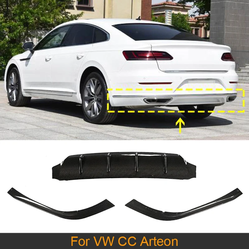 

Диффузор для заднего бампера автомобиля, спойлер для губ для Volkswagen VW CC Arteon 2019 2020, диффузор для заднего бампера, спойлер Gurad из углеродного волокна