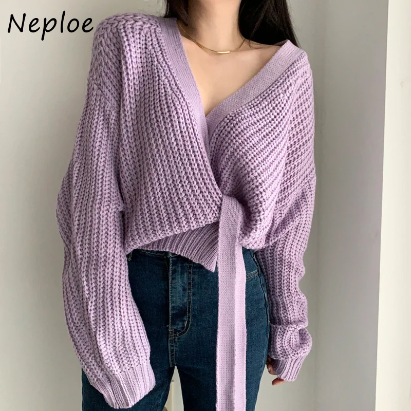 Шикарный свитер Neploe популярного цвета с кулиской женский новый милый теплый