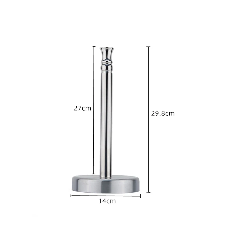 Kitchen Stainless Steel Roll Paper Standing Paper Holder Silver Plastic Wrap Storage Rack Home Table Decor