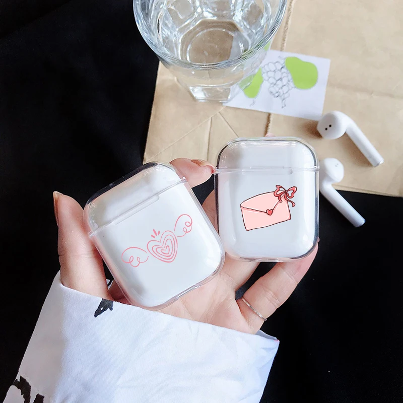 

Cartoon Cute Love Earphone Case For Apple Airpods 1/2 Case Luxury Soft Silicone Transparent Protective Cover Case For Airpods 2