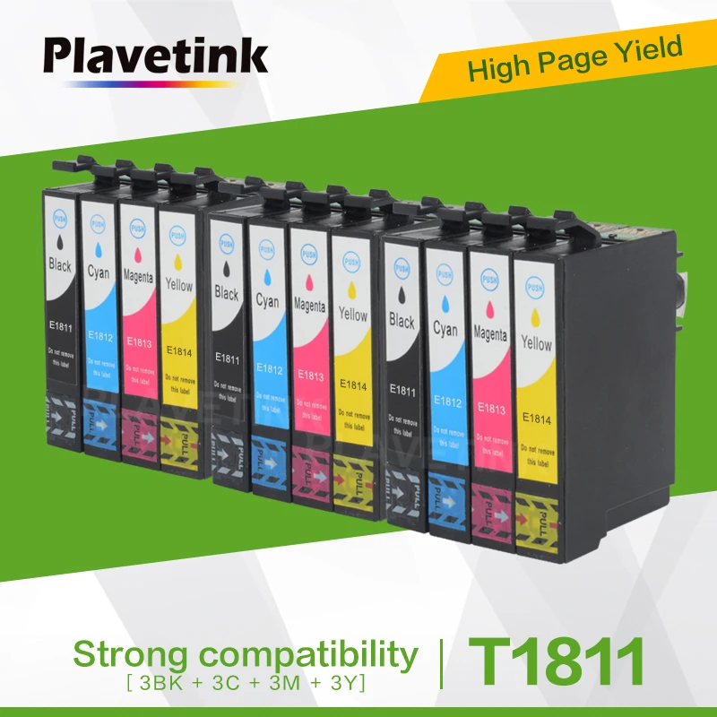 Plavetink 12 шт. T1811 T18 T18XL совместимый чернильный картридж 18 18XL для Epson XL выражение дома