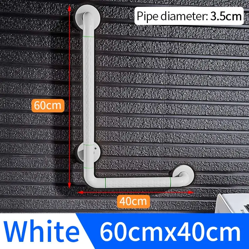 Безбарьерные поручни из нержавеющей стали для ванной комнаты, поручни для душа для пожилых людей, инвалидов, противоскользящая безопасность для ванной, ручка, настенное крепление - Цвет: White-60x40cm