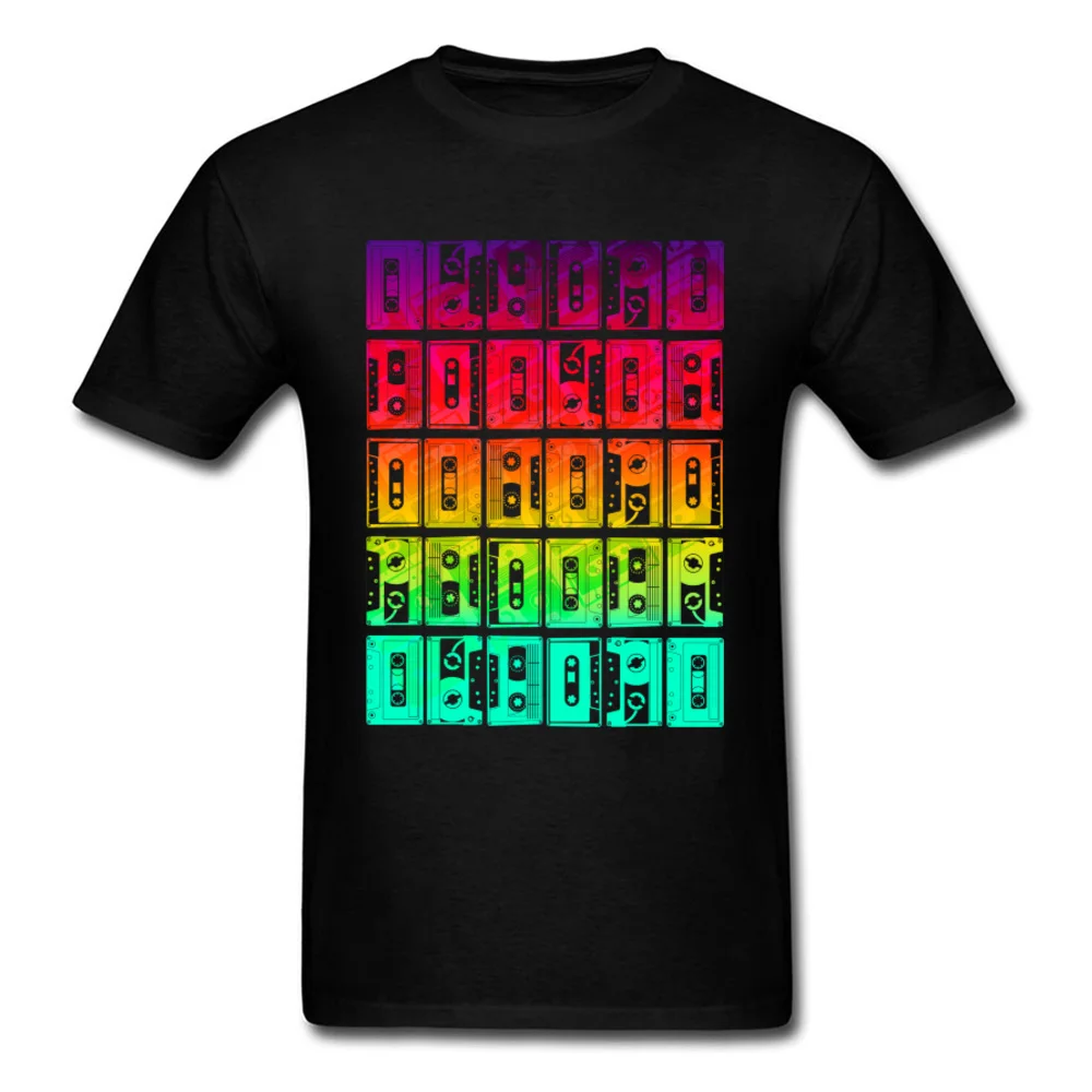 Casette_mix_3948 T Shirt Classic O-Neck Party Short Sleeve Pure Cotton Men Tshirts Gift Tee-Shirts Wholesale Casette_mix_3948 black