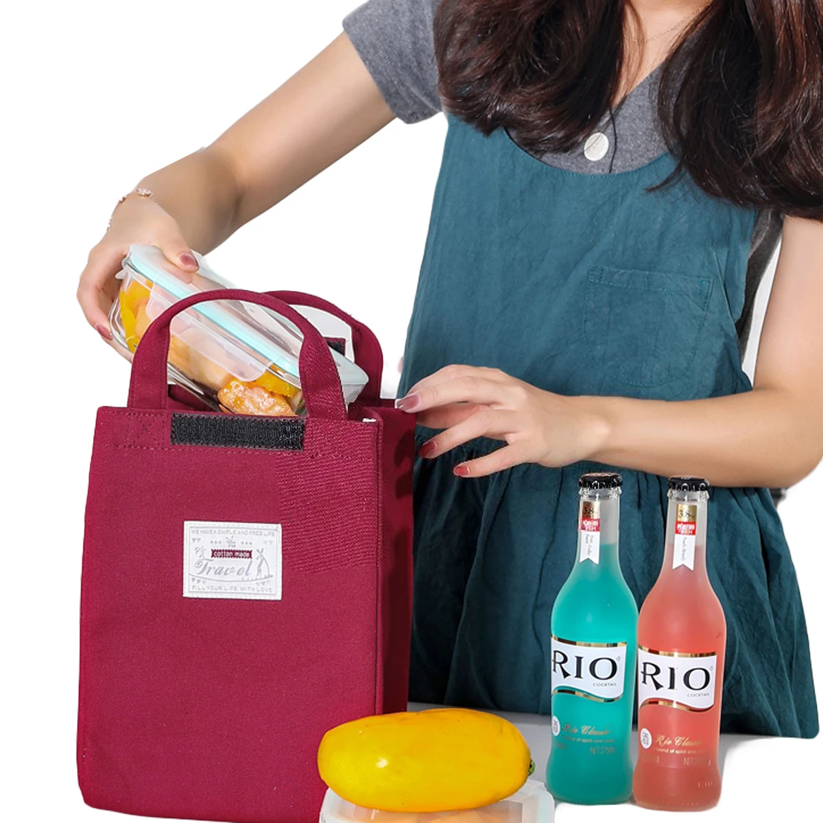 Lonchera de lona a la moda, bolsa de almuerzo portátil para niños y adultos, bolsas de Picnic, bolsas de viaje escolares, gran bolsa de aislamiento grueso